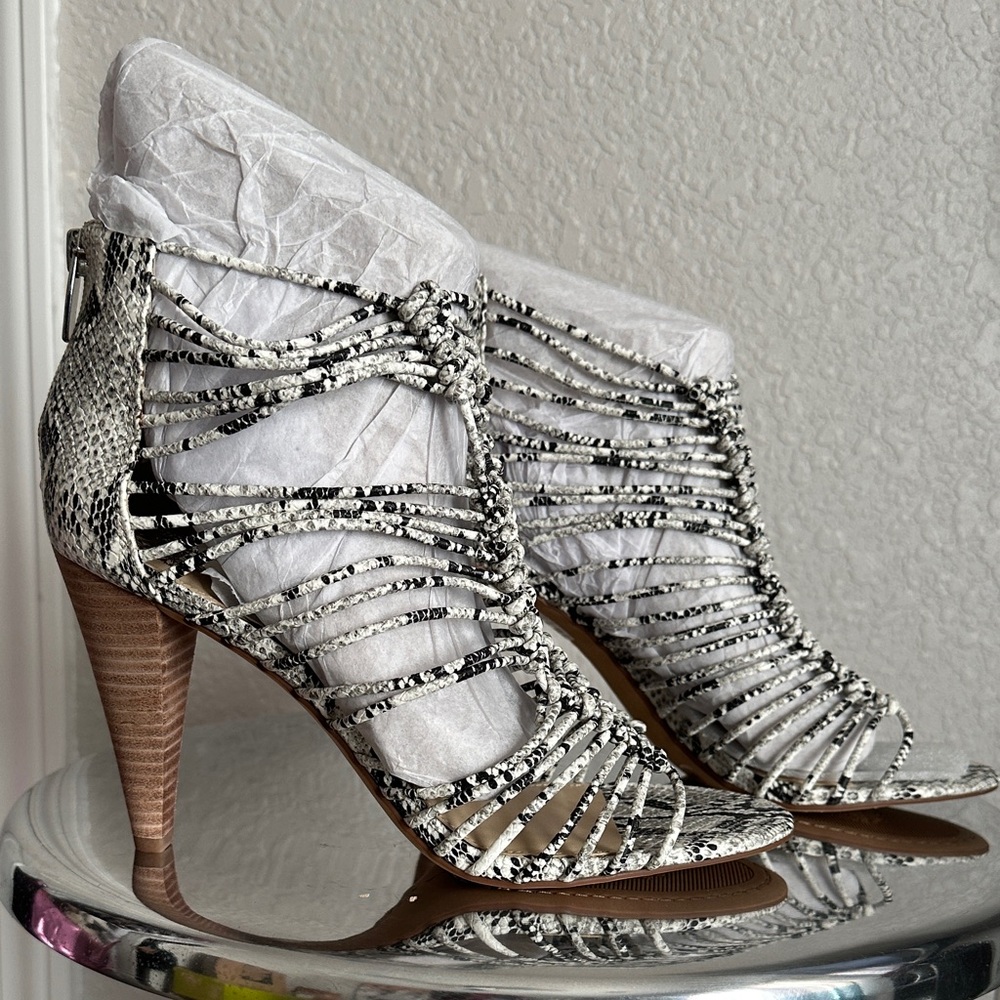 Vince Camuto Black and White Strappy Heels